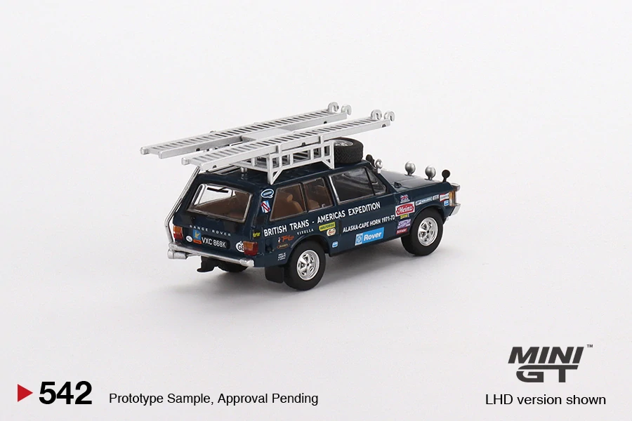 MiniGT #542 Range Rover 1971 British Trans-Americas Expedition (VXC-868K)