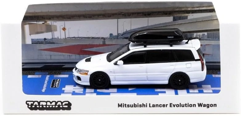 Mitsubishi Lancer Evolution Wagon Roof Box White 1:64 tarmac