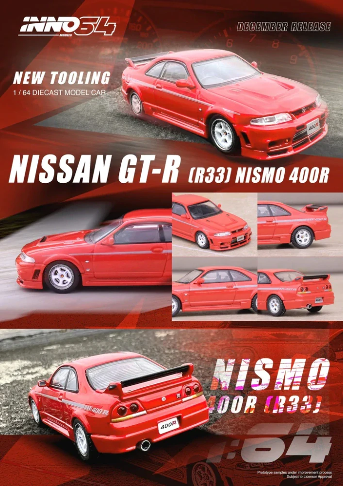 Nissan Skyline GT-R (R33) Nismo 400R Red 1:64 INNO64