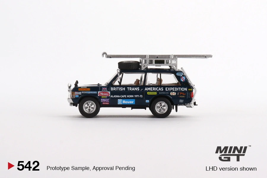 MiniGT #542 Range Rover 1971 British Trans-Americas Expedition (VXC-868K)